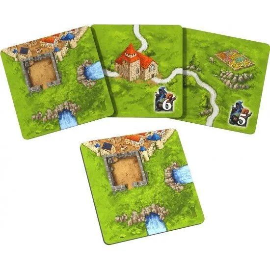 Carcassonne Towers & Thieves Expansion box showing meeple watchmen on tall, stacked towers