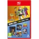 A Nintendo Switch 2 game case showing Buzz Lightyear flying through a high-definition canyon while Woody rides Bullseye through a bustling toy sandbox town