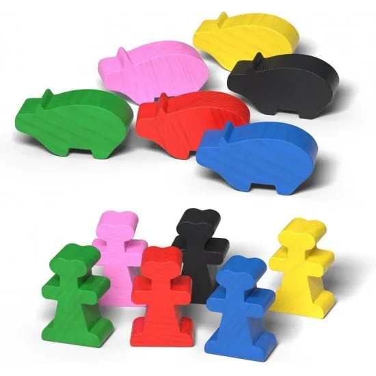 Carcassonne Traders & Builders Expansion box showing the builder and pig meeples and trade goods tokens