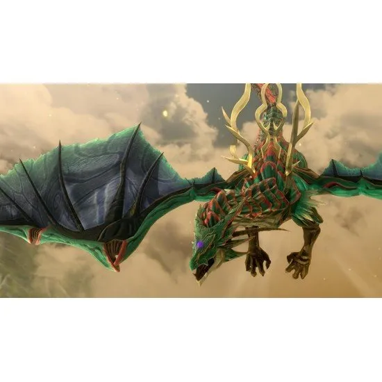 Estelle standing on a cliffside holding a harmonica as a massive airship looms in the distance