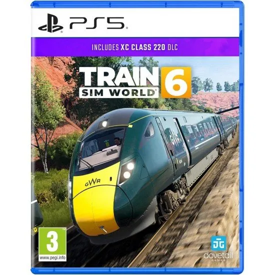 Train Sim World 6 PS5 box art featuring high-speed trains on the Riviera Line and German rail networks