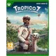 Xbox Series X game case for Tropico 7 featuring El Presidente standing proudly over a tropical island metropolis