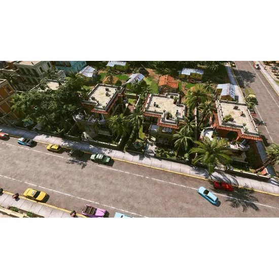 PlayStation 5 game case for Tropico 7 featuring El Presidente standing proudly over a tropical island metropolis