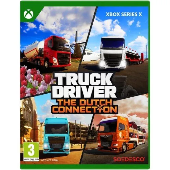 Truck Driver The Dutch Connection Xbox Series X box art showing a truck on a Dutch highway near windmills