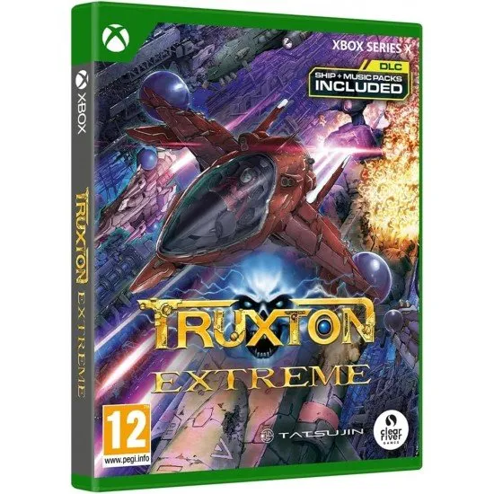 An Xbox Series X game case showing a high-tech starfighter shooting vibrant laser streams at giant bio-mechanical alien warships in deep space