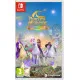 A Nintendo Switch game case featuring Sophia and her unicorn Wildstar leaping across a glittering stream on a lush magical island frontier