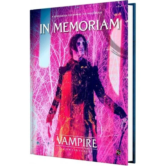 Vampire The Masquerade 5th Edition In Memoriam sourcebook cover featuring dark gothic artwork