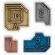 Vantage Metal Coins 45 Count Stonemaier Games Accessory Vantage Metal Coins displayed in four piles showing the gold (£10), metallic blue (£5), silver (£2), and copper (£1) designs