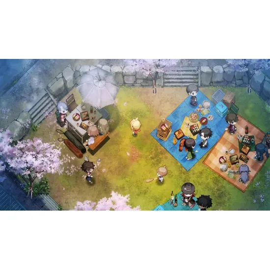 Nintendo Switch game case for Village in the Shade Deluxe Edition depicting hand-drawn characters in a peaceful Japanese countryside