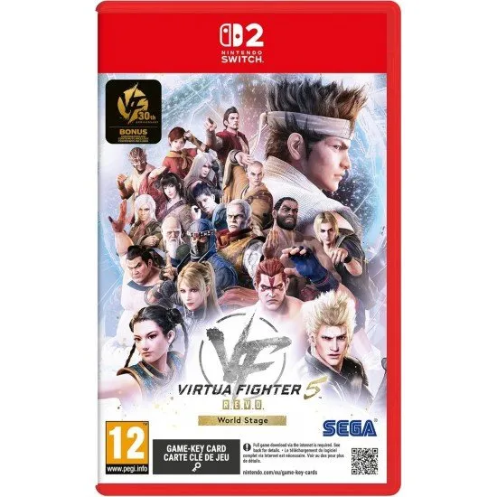 Virtua Fighter 5 REVO 30th Anniversary Edition Switch 2 box art featuring Akira Yuki and the classic fighter roster
