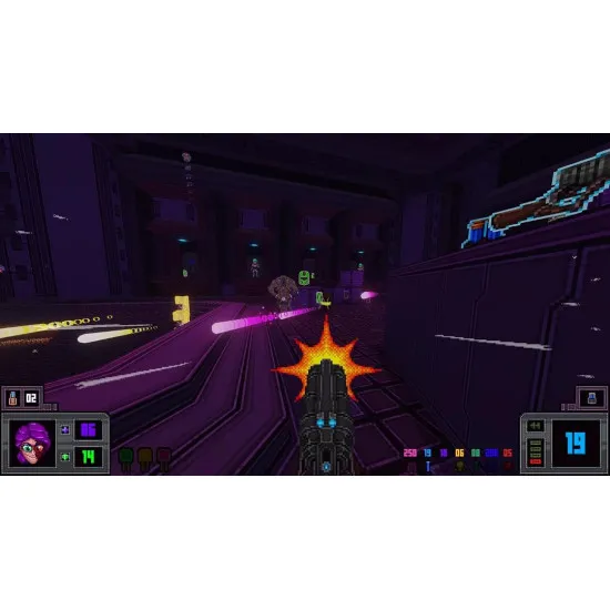 PlayStation 5 game case for Viscerafest showing a mercenary blasting through cosmic horrors in a colorful arena