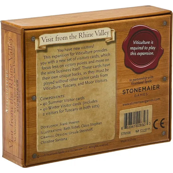 Viticulture Visit from the Rhine Valley expansion box featuring Rhine Valley vineyard visitor card artwork