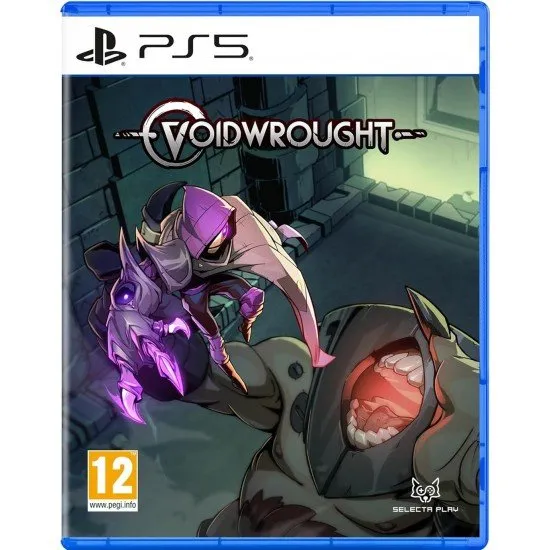 Voidwrought PS5 box art featuring a dark cosmic horror protagonist in a hand-drawn grotesque environment