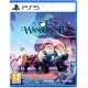 A PlayStation 5 game case showcasing a detailed fantasy landscape with a cozy wooden tea shop surrounded by glowing magical trees and traveler silhouettes