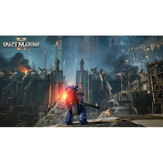 Warhammer 40,000: Space Marine 2 Ultima Edition PS5 box featuring Lieutenant Titus and the exclusive SteelBook