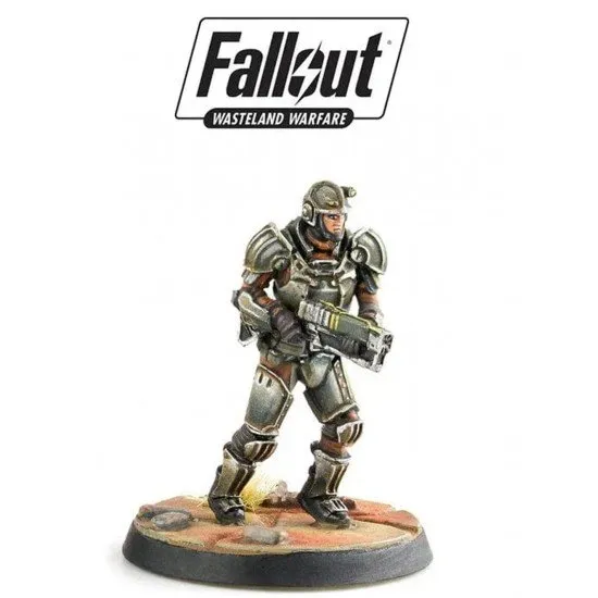 Fallout Wasteland Warfare Brotherhood of Steel Frontline Knights miniature set box art showing the Knight and Knight Patrol models