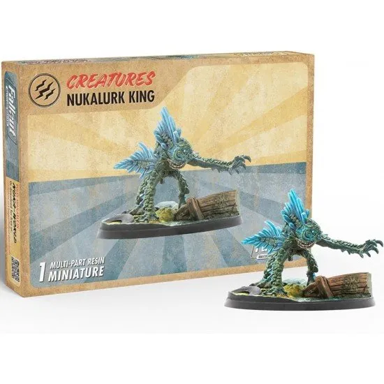 Fallout Wasteland Warfare Nukalurk King miniature box art showing the unique insectoid creature in a dynamic pose