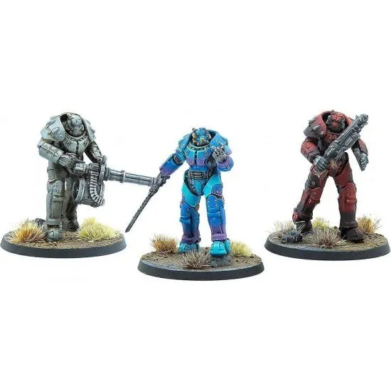 Fallout Wasteland Warfare X-01 Advanced Power Armor Modiphius Miniatures Fallout Wasteland Warfare X-01 Advanced Power Armor miniature box art showing the formidable, unaligned power armor suit