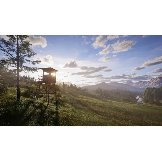 PlayStation 5 game case for Way of the Hunter 2 showing a hunter and dog tracking big game across North American wilderness