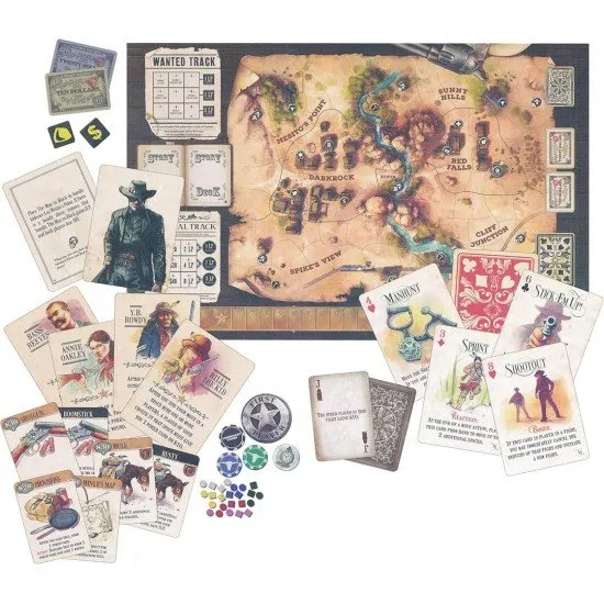 Western Legends board game box featuring a desert landscape with outlaws and lawmen