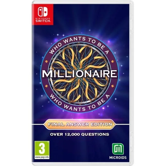 Who Wants To Be A Millionaire? Final Answer Edition Switch The box art for Who Wants To Be A Millionaire? - Final Answer Edition on Nintendo Switch, featuring the game show's iconic logo and money tree.