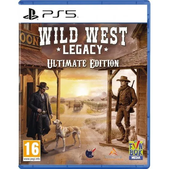 PlayStation 5 game cover for Wild West Legacy Ultimate Edition showing a frontier landscape