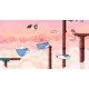 A PlayStation 5 game case showing a cheerful cartoon duck and a sturdy turtle jumping across floating grassy platforms in a colorful, windy fantasy landscape