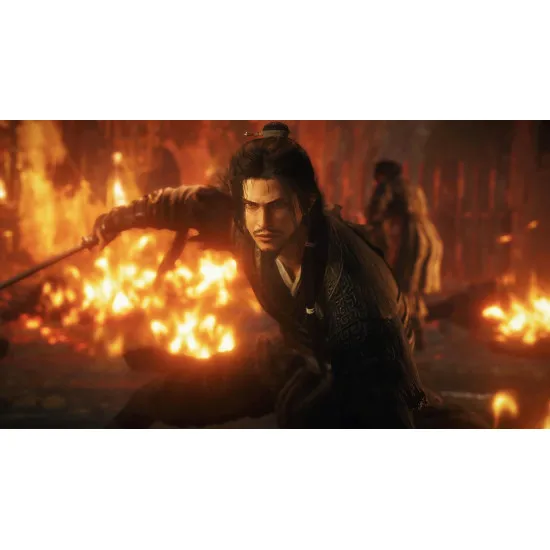 PlayStation 5 game case for Wo Long 2 Wings of Ember depicting a lone warrior standing against demonic beasts in a ruined Three Kingdoms landscape