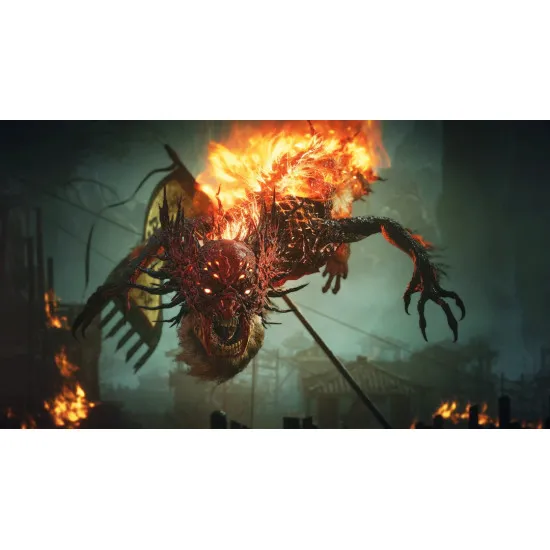 PlayStation 5 game case for Wo Long 2 Wings of Ember depicting a lone warrior standing against demonic beasts in a ruined Three Kingdoms landscape