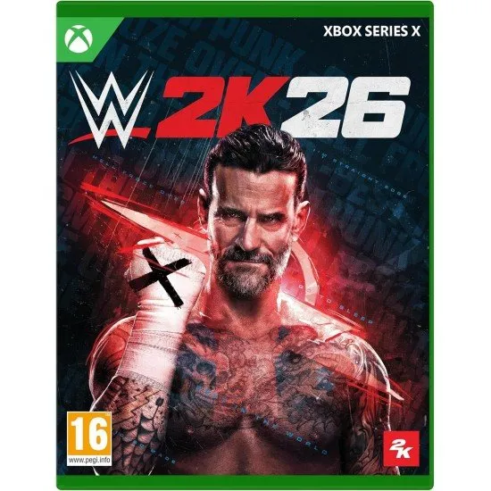 WWE 2K26 Xbox Series X box art featuring high-intensity in-ring action and 4K graphics branding