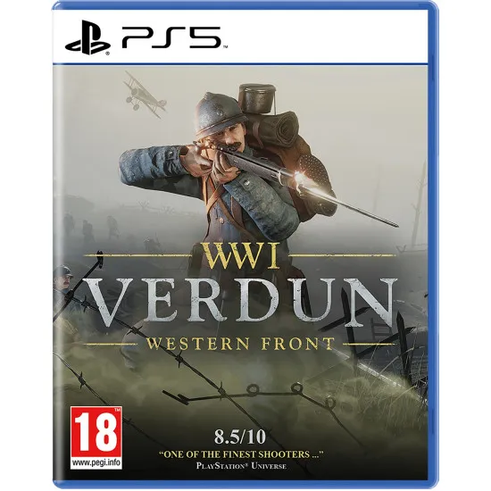 PlayStation 5 game case for WWI Verdun Western Front showing World War I infantry soldiers charging across no man's land