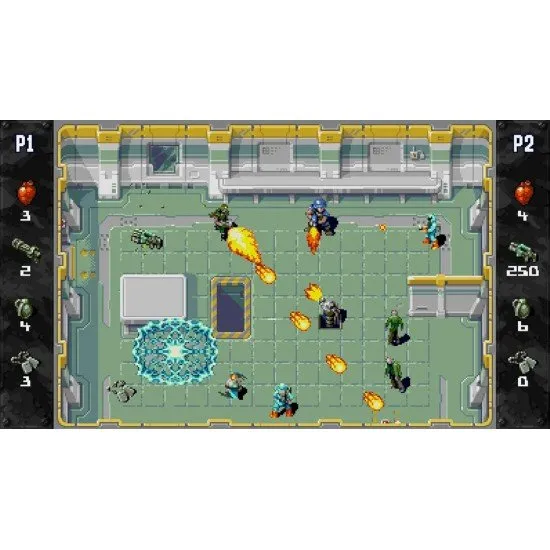 A marine in a red beret throwing a grenade into a pack of charging alien monsters