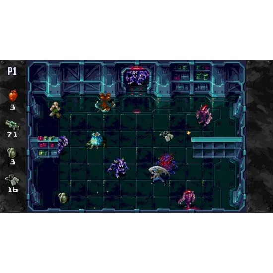 A marine in a red beret throwing a grenade into a pack of charging alien monsters