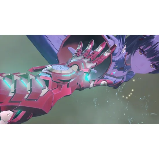 A Nintendo Switch 2 game case showing Noah and Mio standing on a grassy hill looking out at a massive, shattered sword piercing the landscape under an ultra-high-definition sky