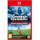 A Nintendo Switch 2 game case featuring Shulk standing on a lush green cliff holding the glowing red Monado sword, looking out at the colossal, distant frozen body of the Mechonis