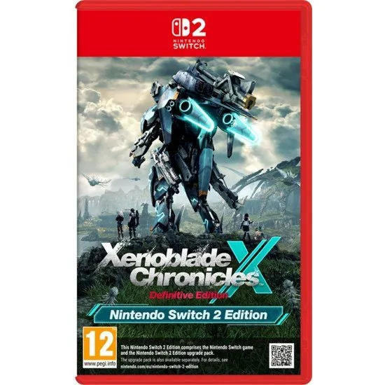 Box art for Xenoblade Chronicles X: Definitive Edition showing a Skell mech overlooking the sprawling landscape of Mira