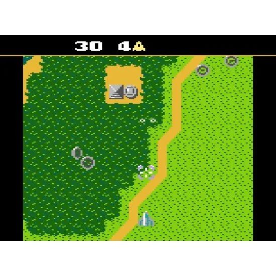 XEVIOUS Atari 7800 Classic Vertical Shooter XEVIOUS Atari 7800 game box art showing the Solvalou fighter blasting both air and ground enemies over a scrolling landscape