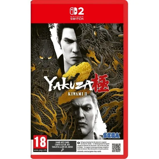 Yakuza Kiwami 2 Nintendo Switch 2 box art showing Kazuma Kiryu facing off against Ryuji Goda