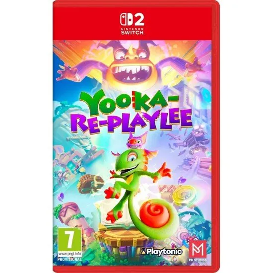 Yooka-Replayee Nintendo Switch 2 box art showing the buddy-duo Yooka and Laylee in a vibrant, enhanced 3D world