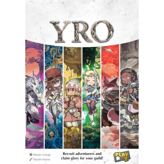 YRO card game box featuring six fantasy faction adventurer artwork from Sunrise Islands Wooden Conclave and Dragon Knight factions