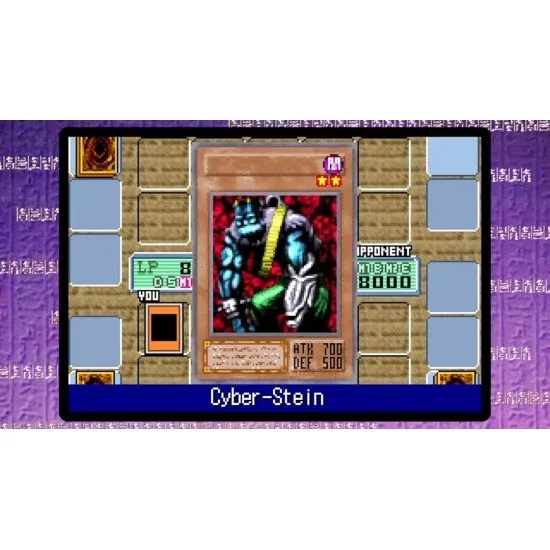 Nintendo Switch game case showing classic Yu-Gi-Oh! characters and various retro game screenshots from the early Duel Monsters era